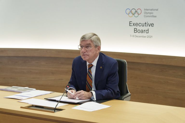 IOC President Thomas Bach at IOC Executive Board meeting December 9, 2021 (Photo: IOC/Greg Martin)