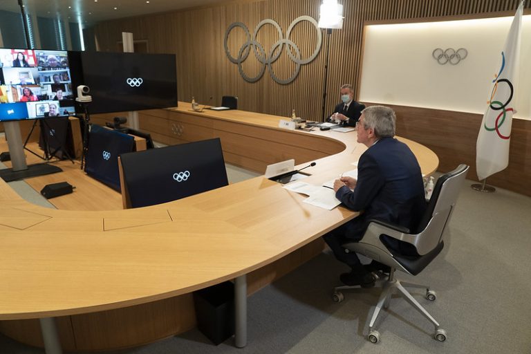 IOC President Thomas Bach chairs Executive Board Meetings at Olympic House in Lausanne, December 2020 (Photo: Greg Martin/IOC)
