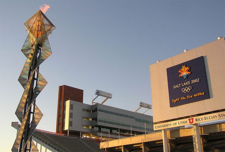 Rice-Eccles Stadium and 2002 Olympic Cauldron in Salt Lake City