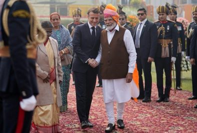 French President Emmanuel Macron, left, and Indian Prime Minister Narendra Modi in New Delhi, India, January 26, 2024 celebrating Republic Day (Photo: X/@EmmanuelMacron)