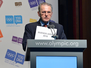 IOC President Jacques Roggee announces Buenos Aires is elected to host 2018 Youth Olympic Games