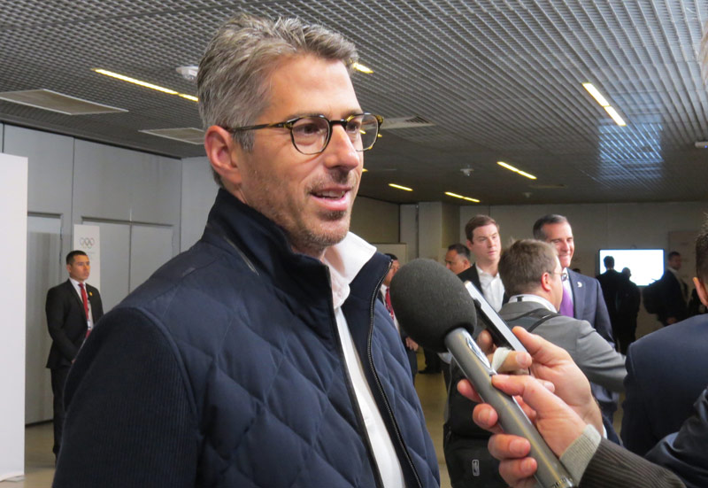 LA 2028 Chair Casey Wasserman following final presentation rehearsal at Lima Convention Center (GamesBids Photo)